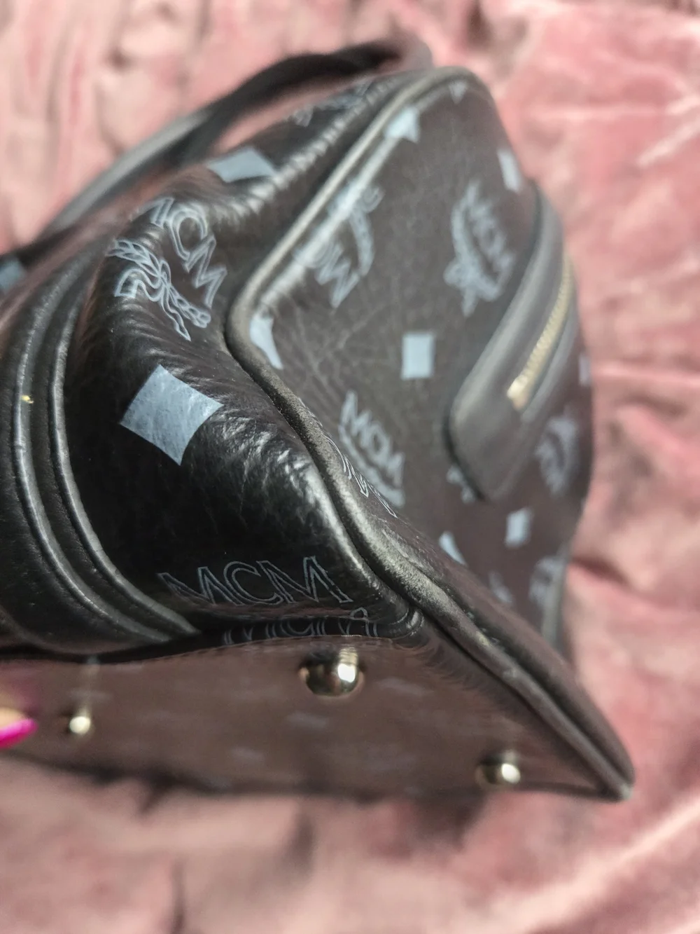 Authentic MCM Visetos Black Boston Bag